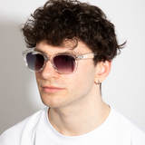Clear Wayfarer Sunglasses with Graded Grey Lenses