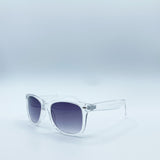 Clear Wayfarer Sunglasses with Graded Grey Lenses