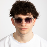 Clear Wayfarer Sunglasses with Graded Grey Lenses