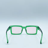 Square Frame Sunglasses in Translucent Green with Pink Lenses