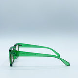 Square Frame Sunglasses in Translucent Green with Pink Lenses