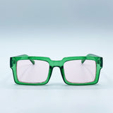 Square Frame Sunglasses in Translucent Green with Pink Lenses