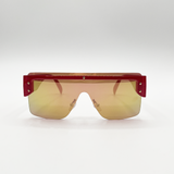 Oversized Flat Top Sunglasses with Mirrored Lens