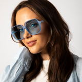 Granny Vintage Style Lightweight Frame Sunglasses in Blue