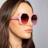Oversized Rounded Angular Sunglasses in Pink
