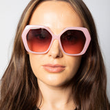 Oversized Rounded Angular Sunglasses in Pink