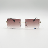 Frameless Rectangle Sunglasses in Brown