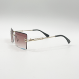 Frameless Rectangle Sunglasses in Brown