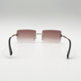 Frameless Rectangle Sunglasses in Brown
