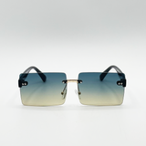 Square Rimless Sunglasses with Navy Ombre Lens
