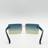 Square Rimless Sunglasses with Navy Ombre Lens