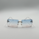 Square Rimless Sunglasses with Blue Ombre Lens