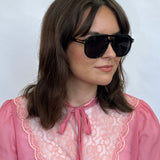 Oversized Navigator Sunglasses in Black