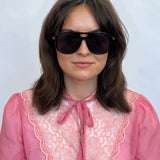 Oversized Navigator Sunglasses in Black