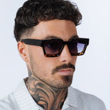 Square Retro Black Leopard Sunglasses