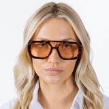 Tortoiseshell Navigator Sunglasses with Orange Lenses