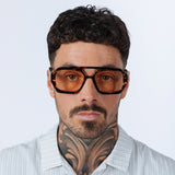 Tortoiseshell Navigator Sunglasses with Orange Lenses