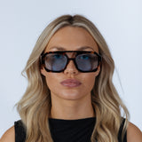 Tortoiseshell Navigator Sunglasses with Blue Lenses