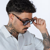 Tortoiseshell Navigator Sunglasses with Blue Lenses