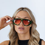 Chunky Aviator Sunglasses in Bright Green