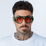 Chunky Aviator Sunglasses in Bright Green