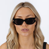 Cat-Eye Sunglasses with Side Detail in Black