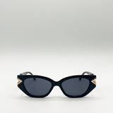 Cat-Eye Sunglasses with Side Detail in Black