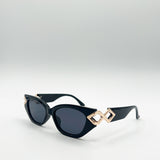 Cat-Eye Sunglasses with Side Detail in Black