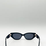 Cat-Eye Sunglasses with Side Detail in Black