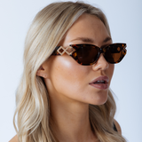 Cat-Eye Sunglasses with Side Detail in Tortoiseshell