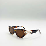 Cat-Eye Sunglasses with Side Detail in Tortoiseshell
