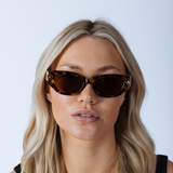 Cat-Eye Sunglasses with Side Detail in Tortoiseshell