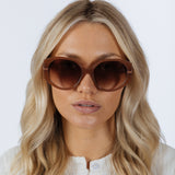 Round Circle Sunglasses in Brown