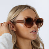 Round Circle Sunglasses in Brown