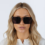 Rimless Oversized Square Sunglassses in Black Gold