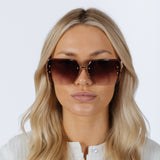 Rimless Oversized Square Sunglassses in White Gold