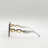 Rimless Oversized Square Sunglassses in White Gold
