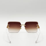 Rimless Oversized Square Sunglassses in White Gold