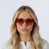 Rimless Oversized Square Sunglassses in Red Gold