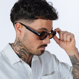 Round Hexagon Sunglasses in Black Brown