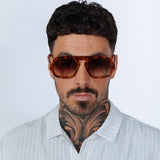 Retro Navigator Sunglasses in Burnt Rust