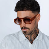 Retro Navigator Sunglasses in Burnt Rust