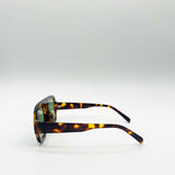 Retro Navigator Sunglasses in Green Brown Tortoiseshell