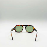 Retro Navigator Sunglasses in Green Brown Tortoiseshell
