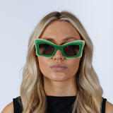 Bold Butterfly Cat-Eye Sunglasses Green Lime