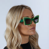 Bold Butterfly Cat-Eye Sunglasses Green Lime