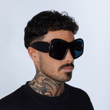 Square Oversized Mask Sunglasses in Black