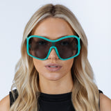 Square Oversized Mask Sunglasses in Aqua Grey