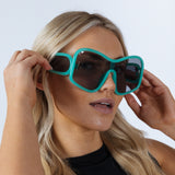 Square Oversized Mask Sunglasses in Aqua Grey