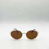 Oval Metal Frame Sunglasses in Gold Brown